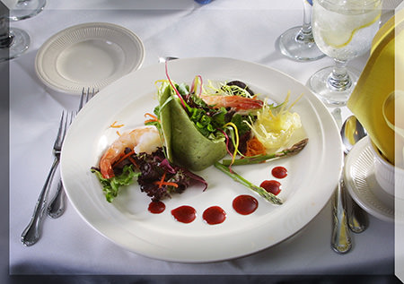 dinner setting with shrimp